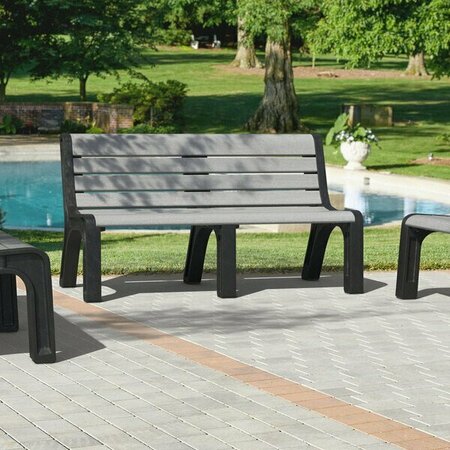 MASONWAYS 60'' x 26'' x 33'' Gray Plastic Malibu-Style Bench with Black Legs 600MALI650GR